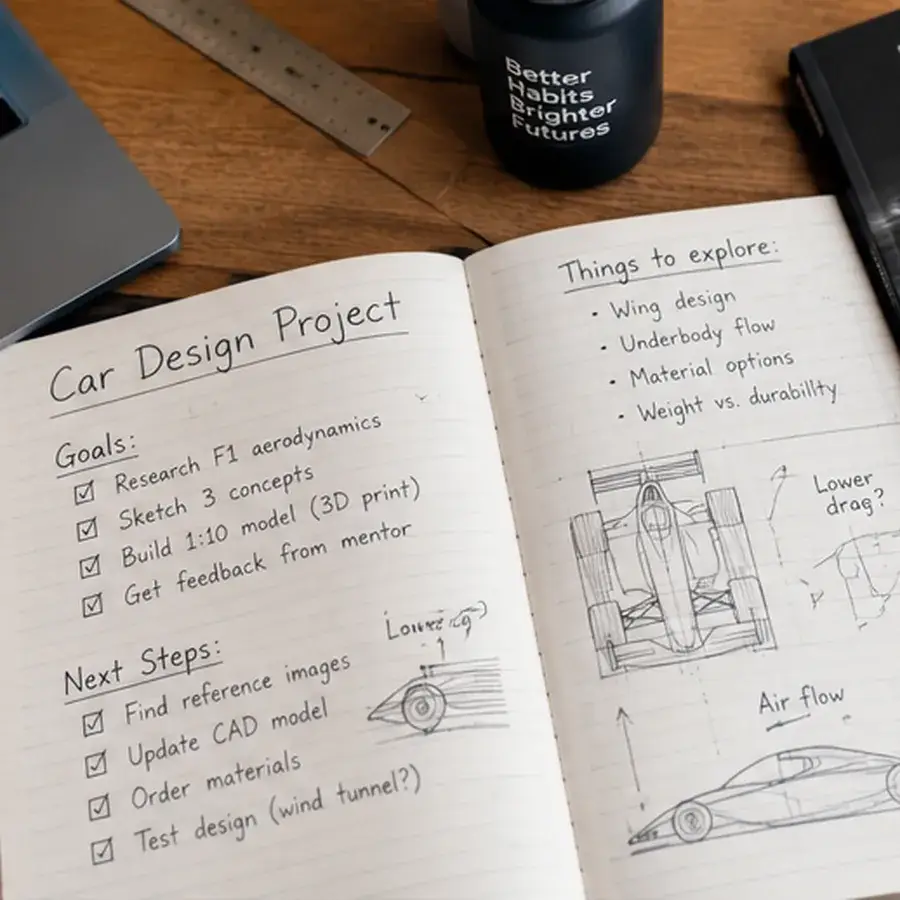 Project planning notes for a real-world student project