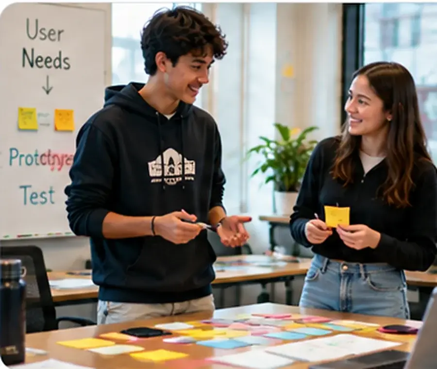 Teens practicing a skill together during an interactive workshop
