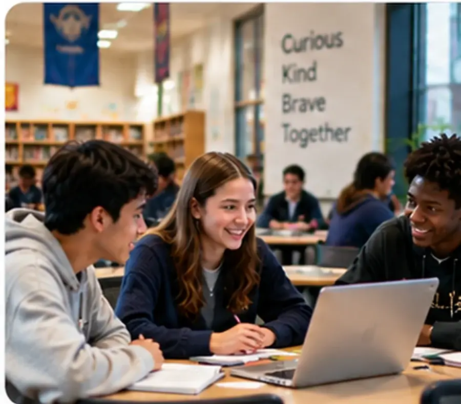 Students collaborating together in a school setting