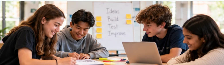 Illustrative image of teens working together in a workshop